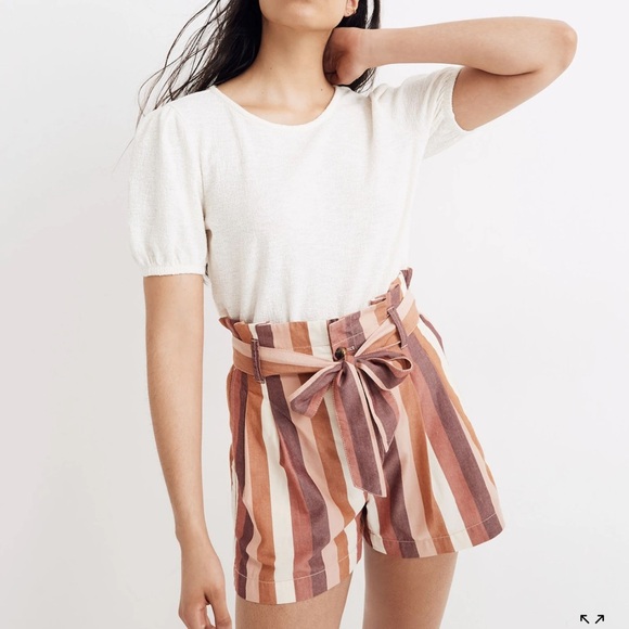 Madewell Paperbag Shorts in Rainbow Stripe 14 - Picture 1 of 7